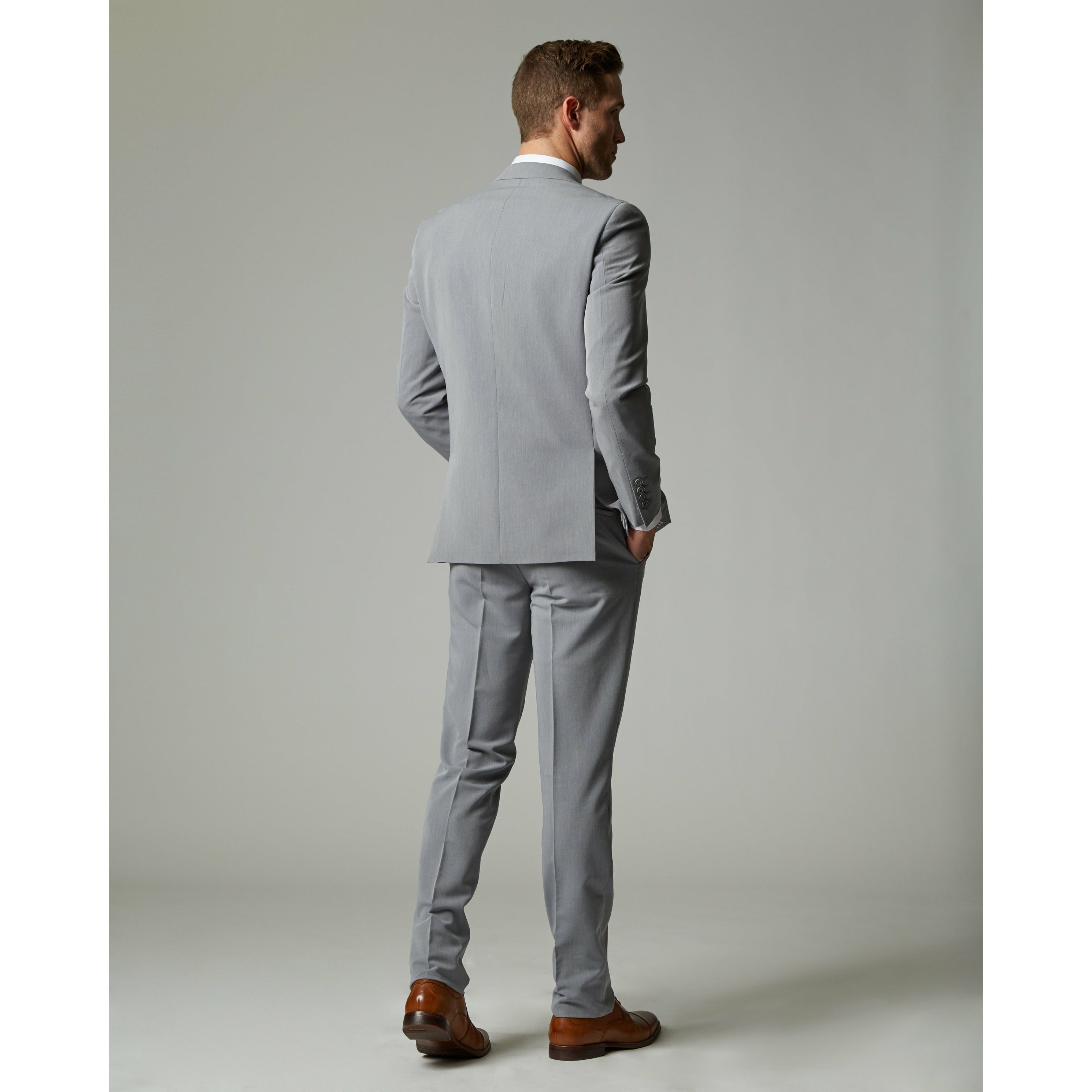 Light Grey Tempo Stretch Slim Fit 1-Pant Suit