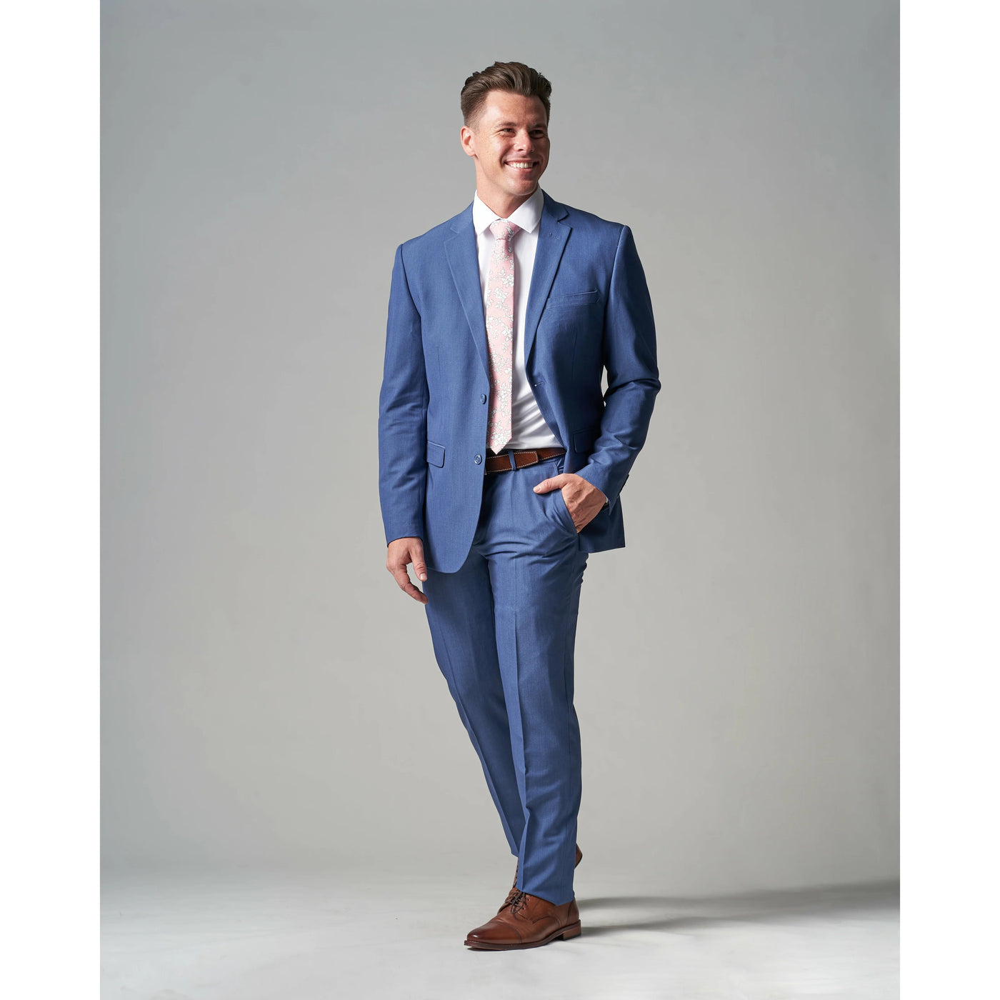 Powder Blue Tempo Stretch Slim Fit 1-Pant Suit