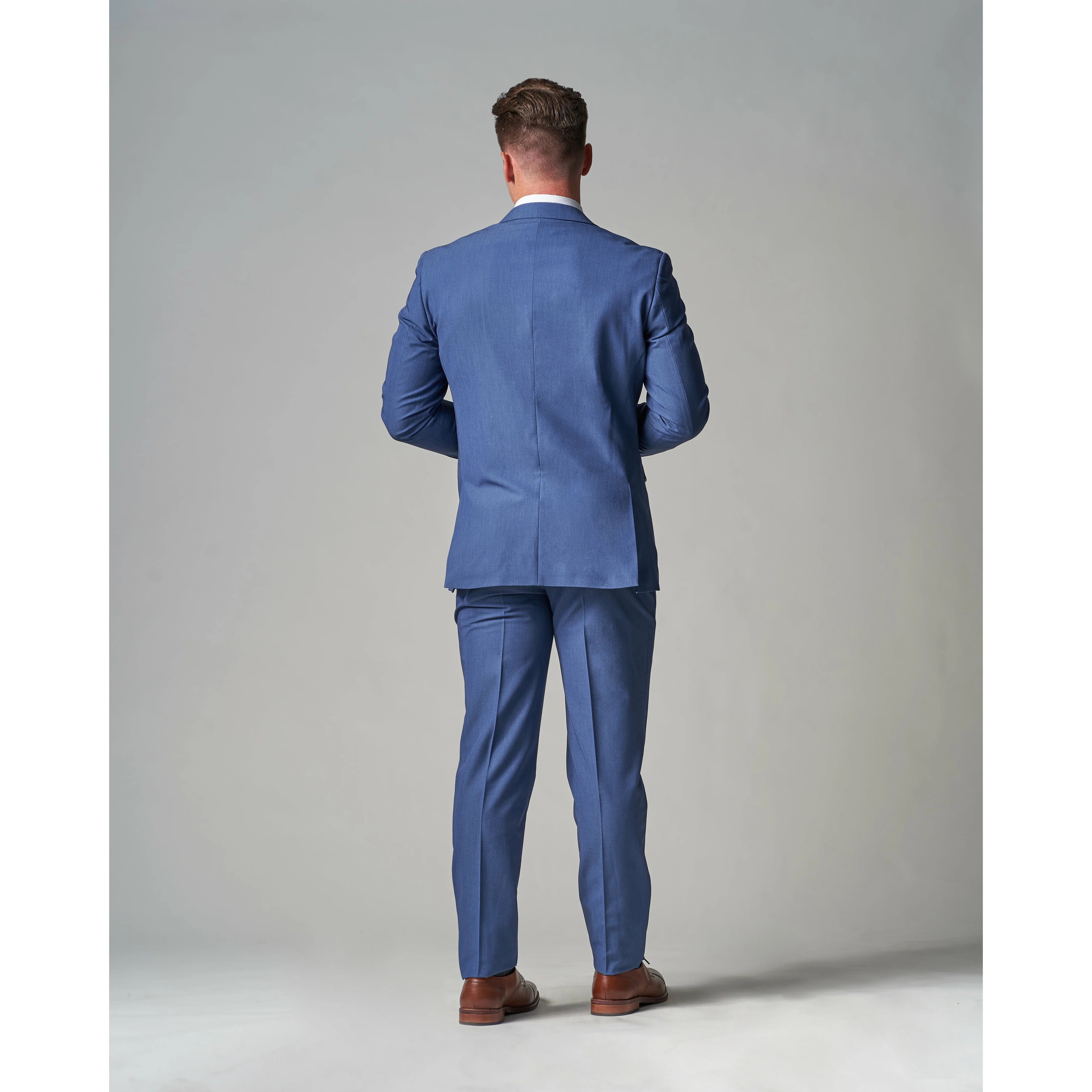 Powder Blue Tempo Stretch Slim Fit 1-Pant Suit